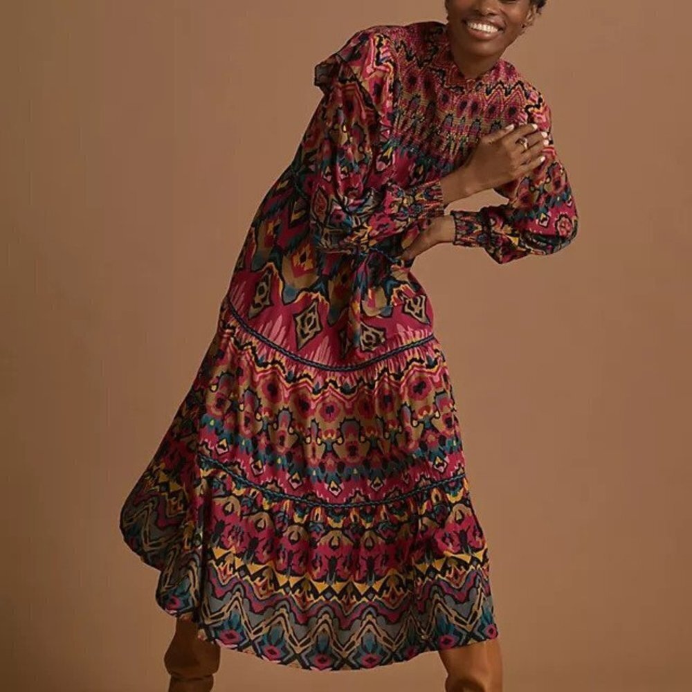 Bl-nk Laura Tiered Midi Dress size S NWT